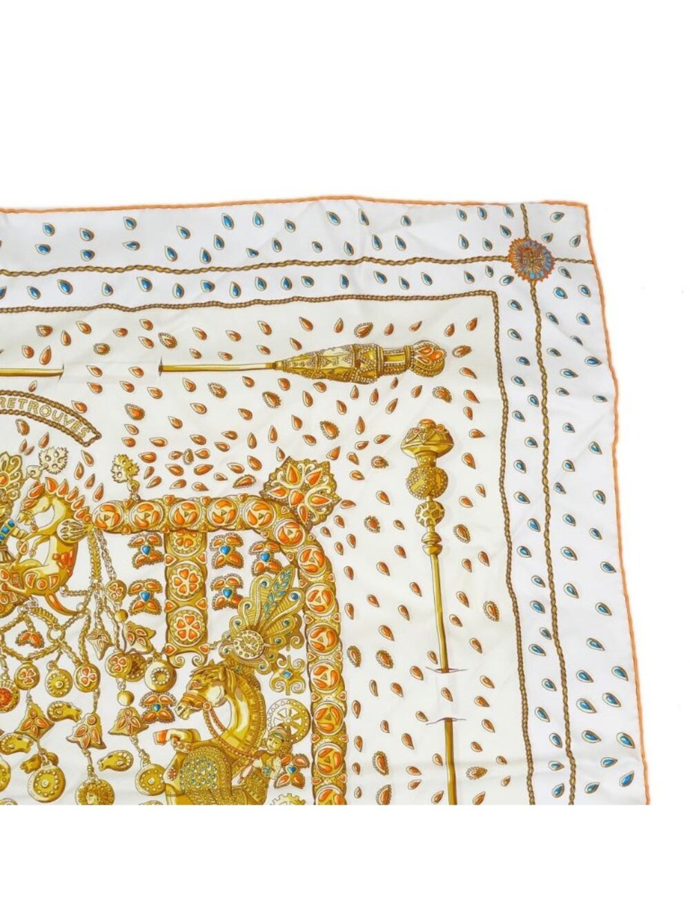 Hermes Carre 90 Tresors Retrouves Hidden Treasure with Card White Orange Scarf - Picture 5 of 10